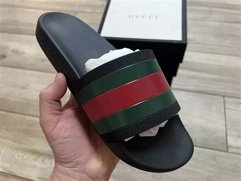 pursuit slide sandal gucci fake|gucci slides are real.